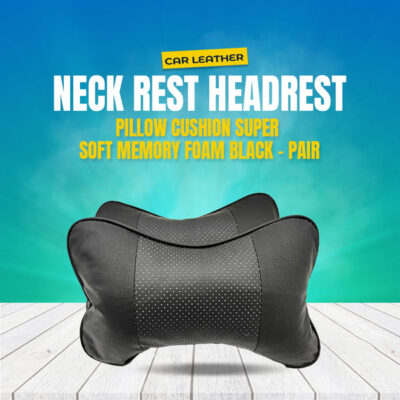 Car Leather Neck Rest Headrest Pillow Super Soft Memory Foam Black