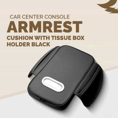 Car Center Console Armrest Cushion with Tissue Box Holder Black