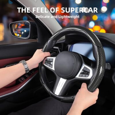 Universal Carbon Fiber Anti Slip Steering Wheel Easy Grips Trims