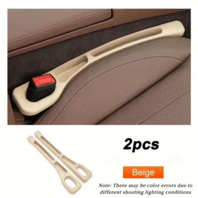 2pcs Car Seat Gap Organizer – ABS Storage Box & Cup Holder, Keeps Interior Tidy, Ideal for Passenger Space – Beige Color