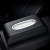 Imported PU Leather Car Tissue Box with Chrome Finish - Black