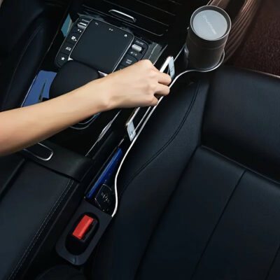 2pcs Car Seat Gap Organizer – ABS Storage Box & Cup Holder, Keeps Interior Tidy, Ideal for Passenger Space – Black Color