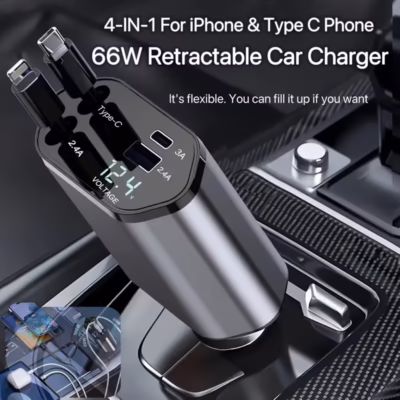 4-in-1 Retractable Car Charger
