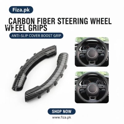 Non-Slip Steering Wheel Cover Grip Booster – Carbon Fiber Trim