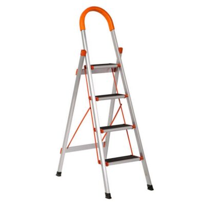 4-Step Foldable Aluminum Ladder with Non-Slip Steps and Safety Handle – Lightweight Home & Office Step Stool
