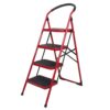 Heavy-Duty 4 Step Folding Ladder Stool with Safety Handle – Portable Anti-Slip Steel Step Stool for Home & Kitchen