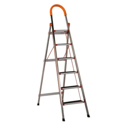 6-Step Foldable Aluminum Ladder with Non-Slip Steps and Safety Handle – Lightweight Home & Office Step Stool