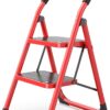 Heavy-Duty 2 Step Folding Ladder Stool with Safety Handle – Portable Anti-Slip Steel Step Stool for Home & Kitchen
