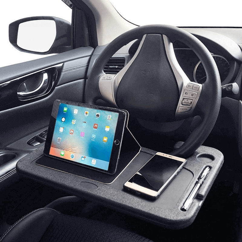 Universal Car Steering Wheel Desk Food Tray with Cup Holder and Laptop Stand - Image 5