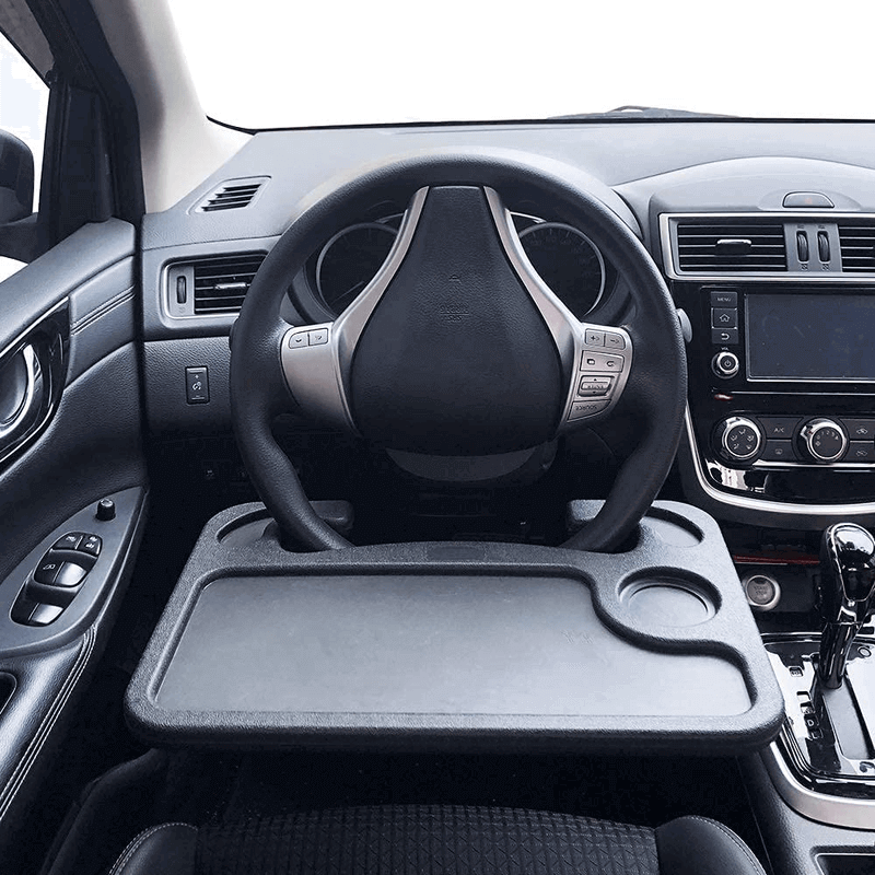 Universal Car Steering Wheel Desk Food Tray with Cup Holder and Laptop Stand - Image 2